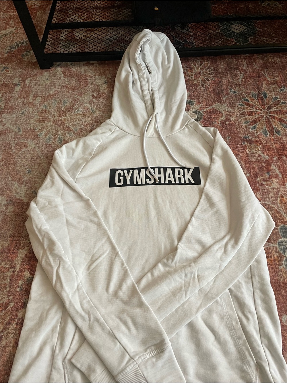 Gymshark White Zip-Up Hoodie with Black Logo